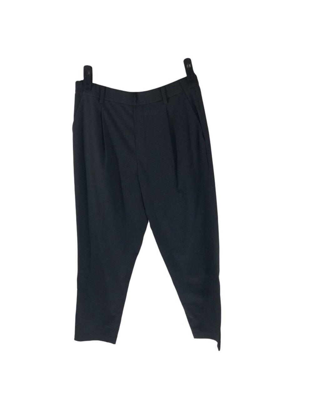 Uniqlo Womens Dress Pants Pleated Tapered Pockets Ankle Crop Pull On Black M